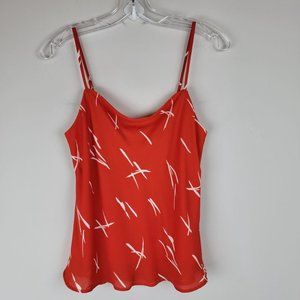 Gilli Red Beige Spaghetti Adjustable Strappy Scoop Loose Neckline Relaxed Top S